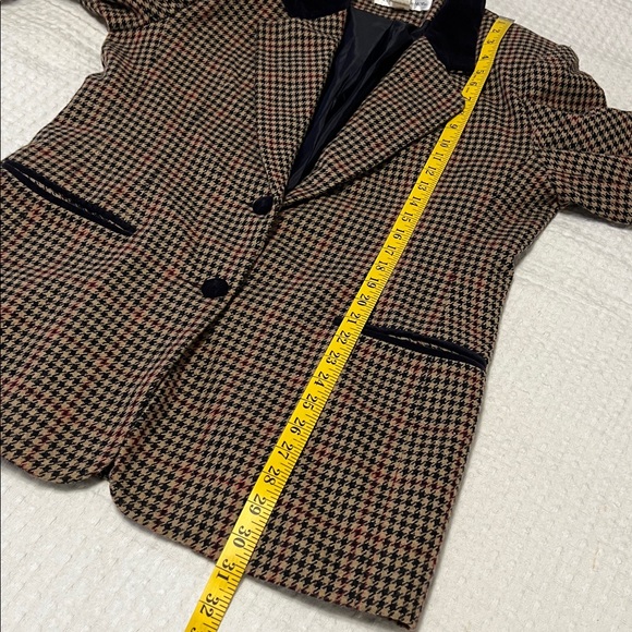 Vintage Norton McNaughton Houndstooth Women's Blazer with Velvet Collar Size 12 - Picture 14 of 16